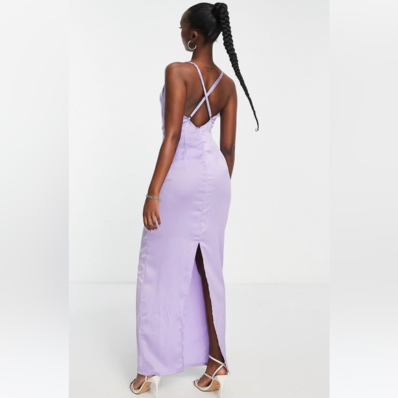 NaaNaa satin dress in lavender. - Picture 3 of 4